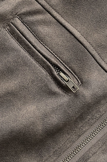 Fitted Brown Suede Leather Jacket