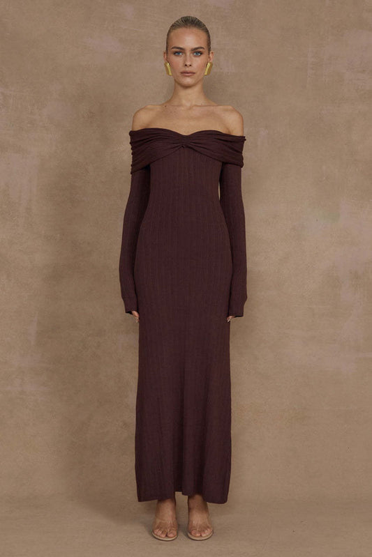 Elegant Off Shoulder Knit Sweater Dress
