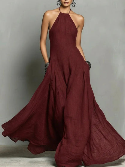 Neckband Backless Sleeveless Maxi Dresses
