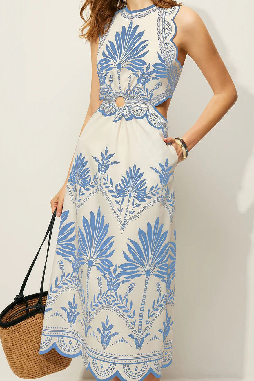 Floral Loose Midi Beach Boho Dress