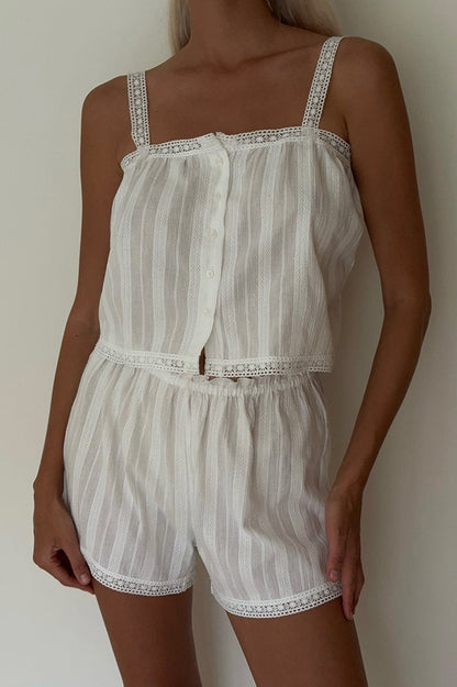 Fashion Cotton Cami Shorts Two Piece Set