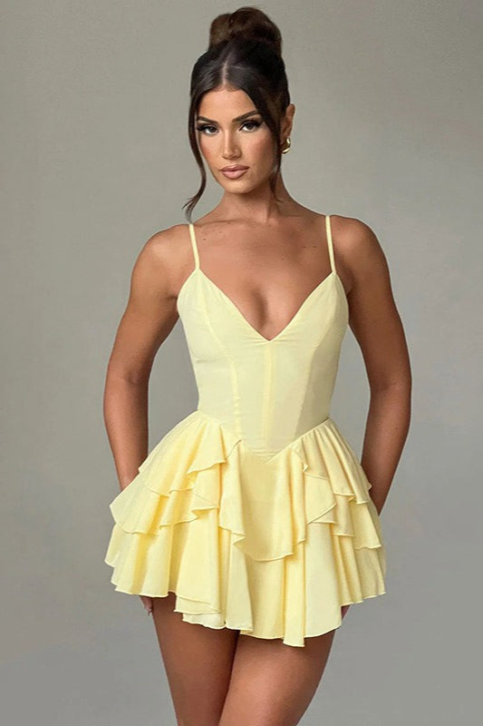 Spaghetti Strap Ruffle Party Dress