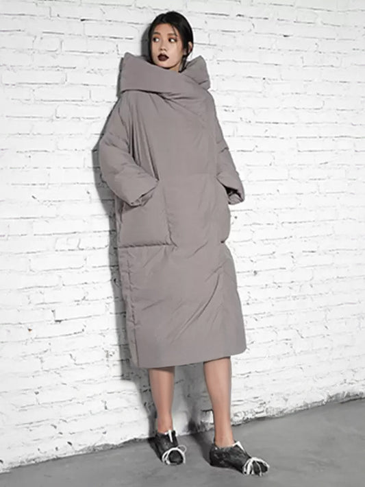 Down Jacket For Women 3/4-Length Sleeve Duck Down Winter Long Outerwear 2026