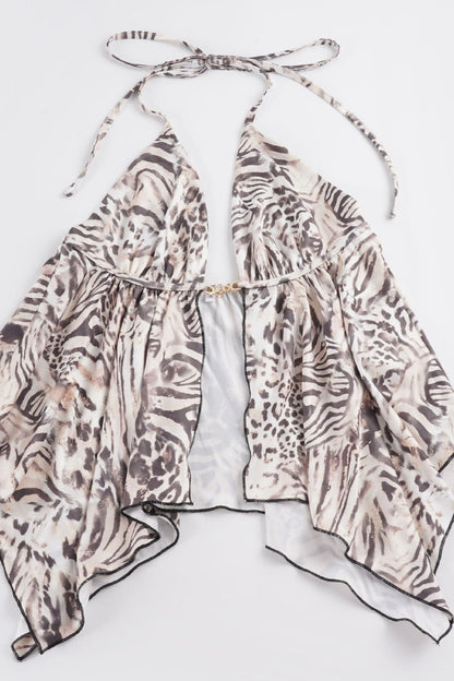 Sexy A Line Animal Backless Halter Top
