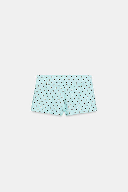 Trisha Linen Blend Polka Dot Stand Neck Belted Jacket and Low-Rise Pocket Mini Shorts Set