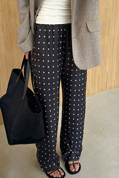 Polka Dot Straight Leg Casual Pants