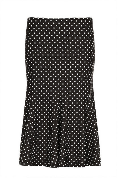 Sexy Polka Dot Ruffle Trim Bodycon Midi Skirt