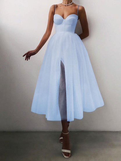 Camisoles Mesh Rhinestone Inlay Midi Dresses