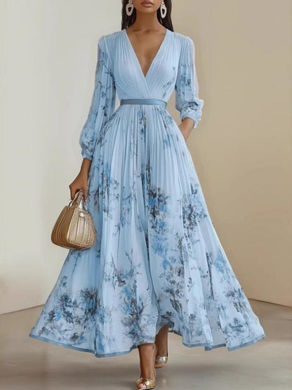 Zipper Plants And Flowers Maxi Dresses