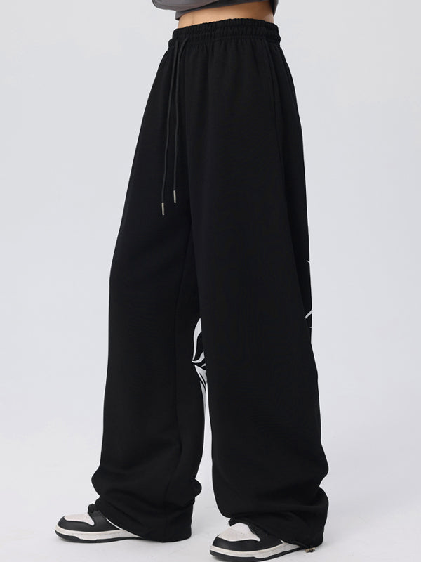 Vintage Butterfly Print Loose Sweatpants