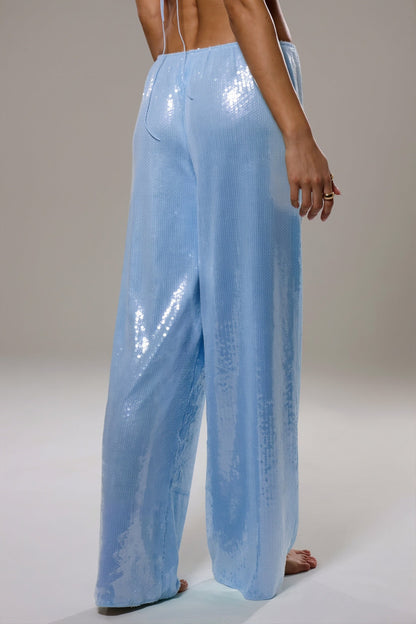 Sequined Wide Leg Casual Pants