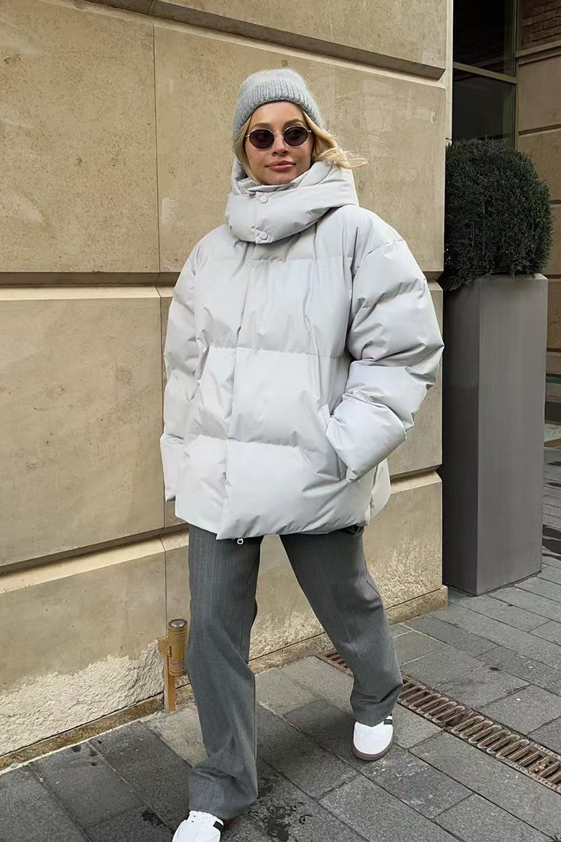 Heavy Duty Zipped Hooded Puffer Jacket