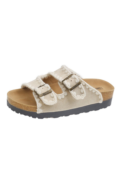 Candy Color Embroidery Platform Sandals