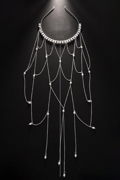 Fashionable Mesh Pearl Tassel Headband