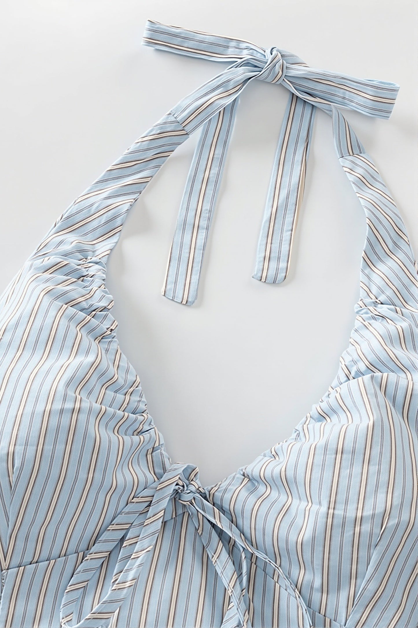 Sweet Striped Tie Backless Halter Top