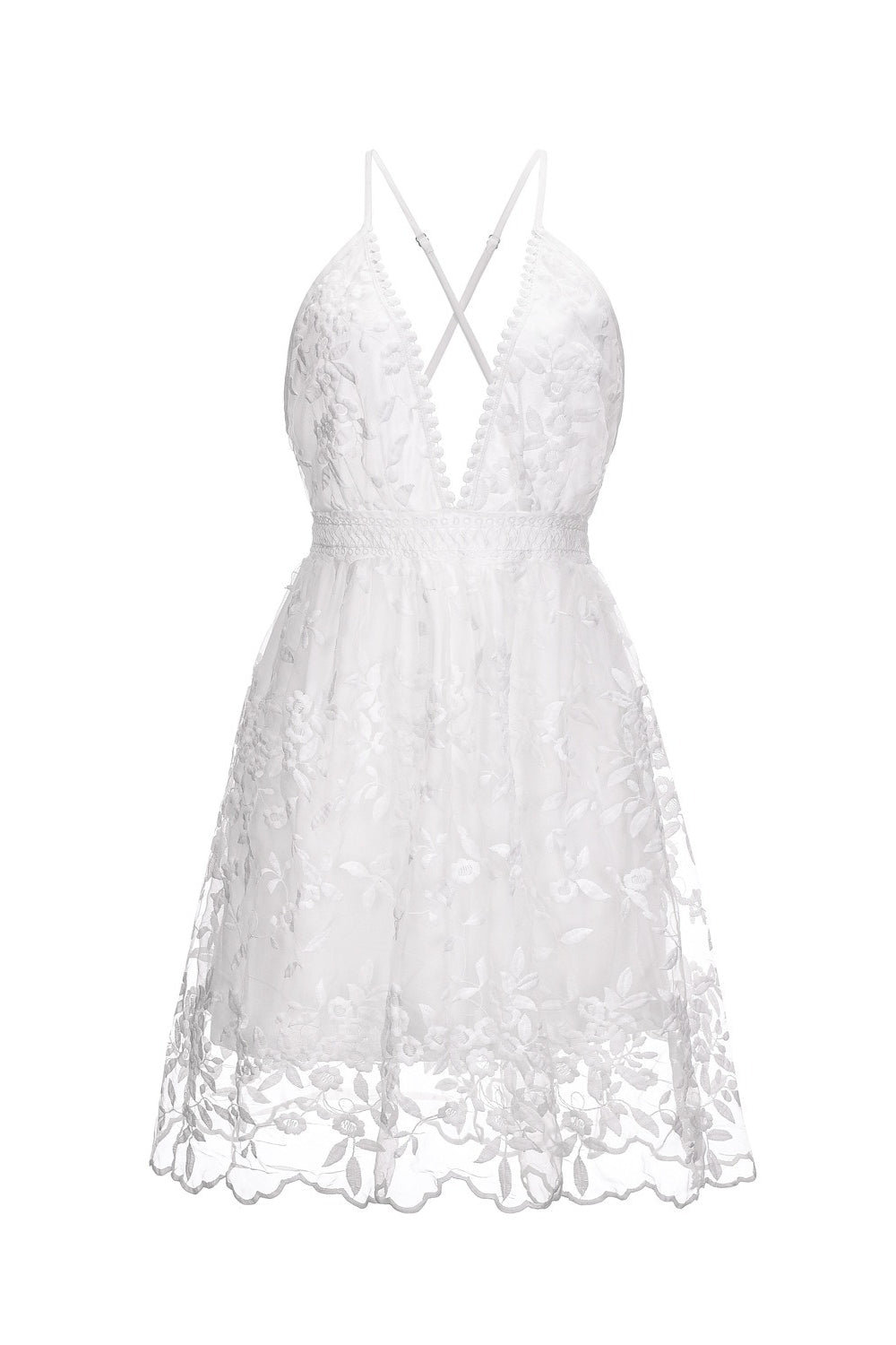 Deep V Floral Lace Cami Boho Dress
