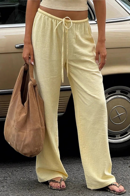 Light Pocket Drawstring Wide Leg Pants