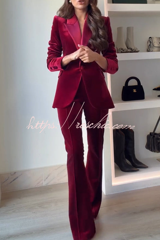 Delicate Daze Velvet High Rise Elastic Waist Flare Pants