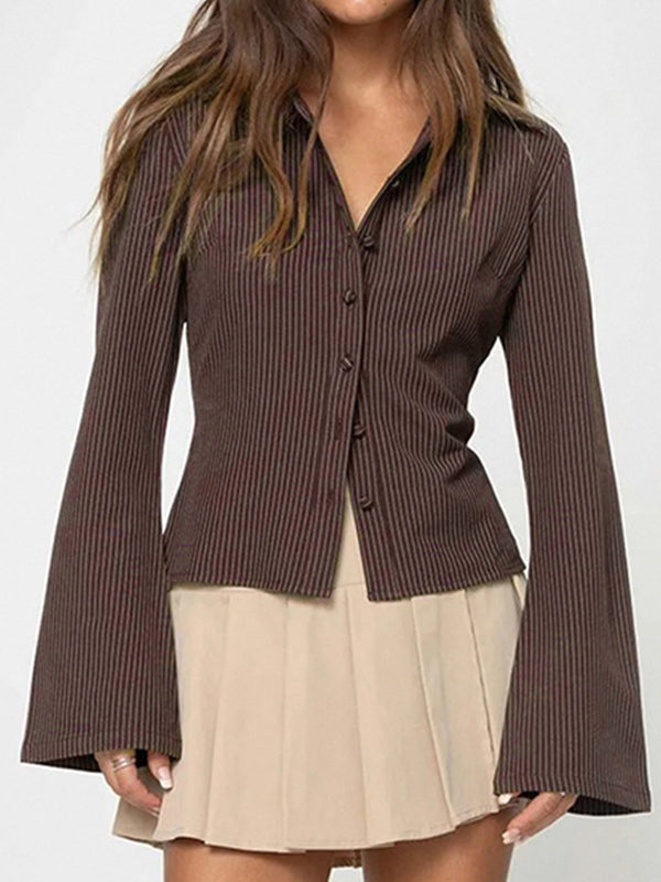 Stripe Print Long Sleeves Shirts