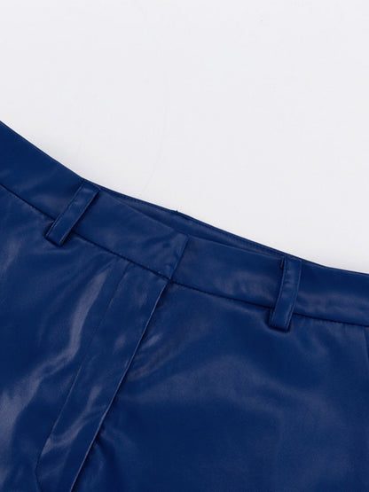 Leather Stitching High-waisted Hip Lift Straight-leg Pants Pants