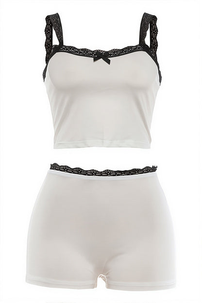 Sexy Lace Cami Low Waist Shorts Skirt Sets