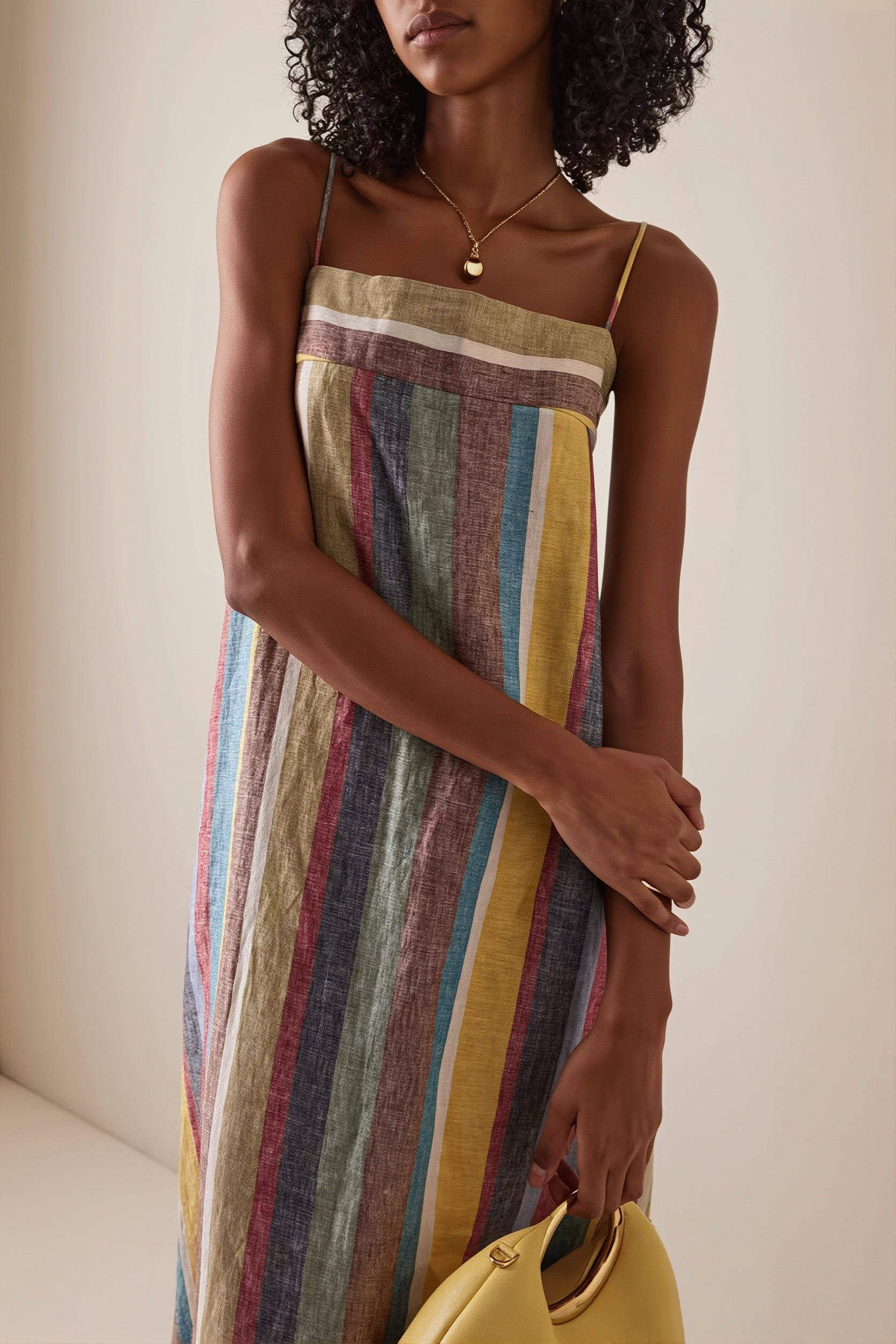 Rainbow Stripe Loose Casual Boho Dress