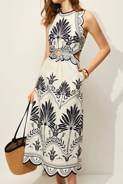 Floral Loose Midi Beach Boho Dress