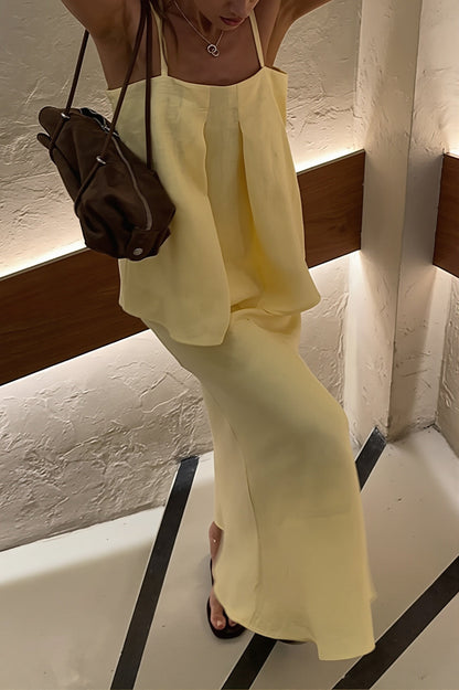 Elegant Casual Solid Cami Skirt Set