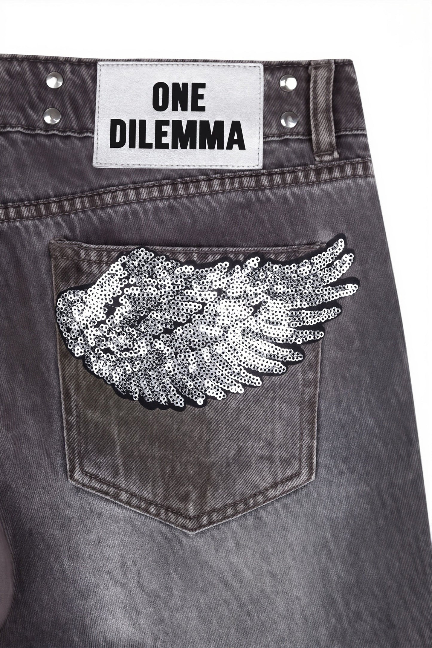 Butt Wing Sequin Straight Leg Jeans