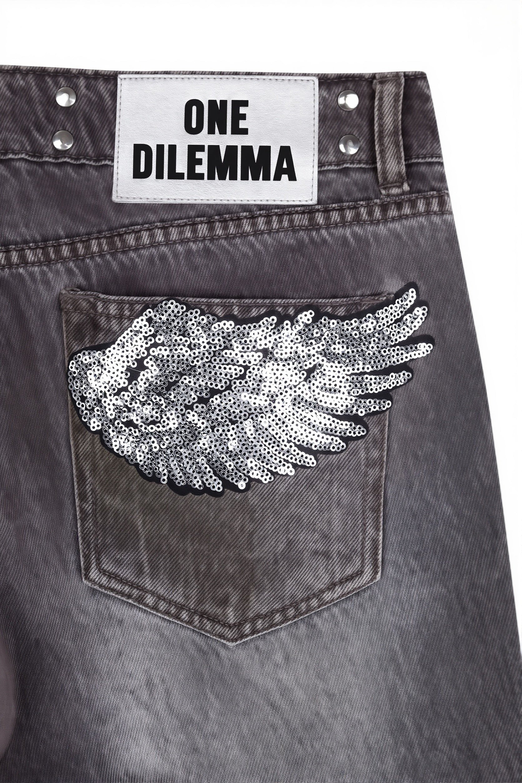 Butt Wing Sequin Straight Leg Jeans