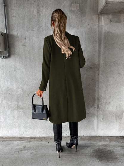 Long Sleeves, Lapel, Solid Color, Double-breasted, Slim Fit Coats