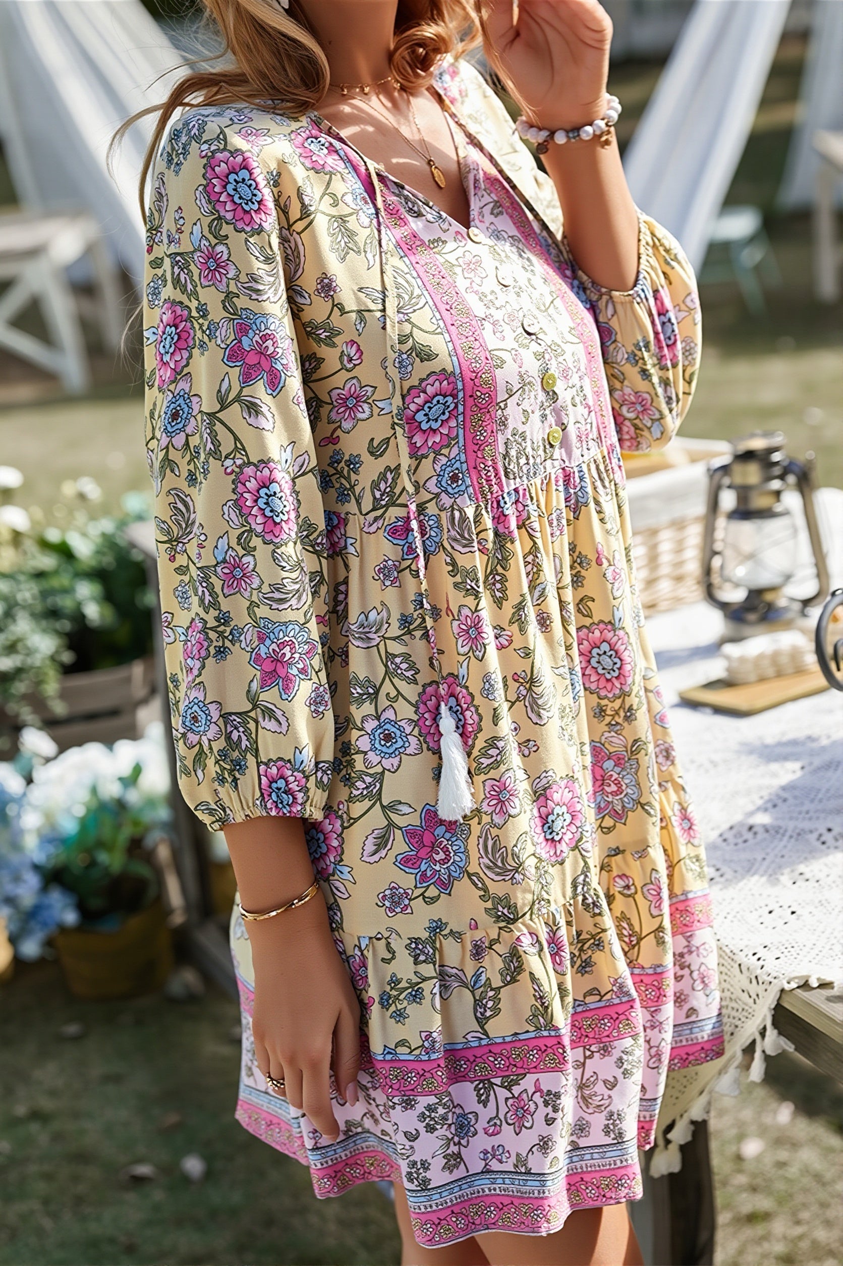 Loose Floral Mini Vacation Boho Dress