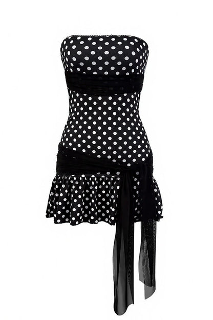Strapless Tie Polka Dot Mini Dress