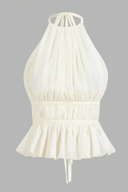 Elegant Backless Chiffon Tie Halter Top