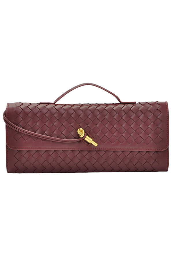 Woven Soft Leather Horizontal Square Accordion Bag