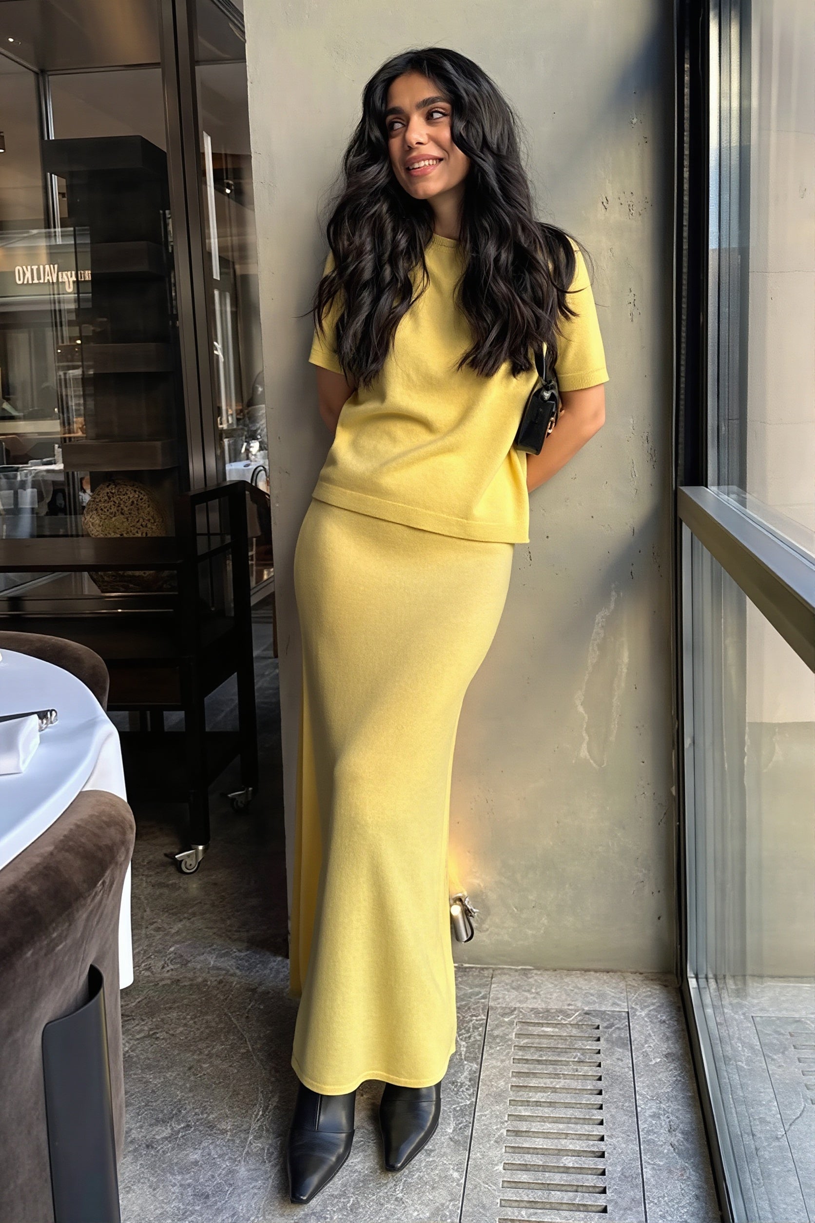 Sexy Knit Short Sleeve Pencil Skirt Sets