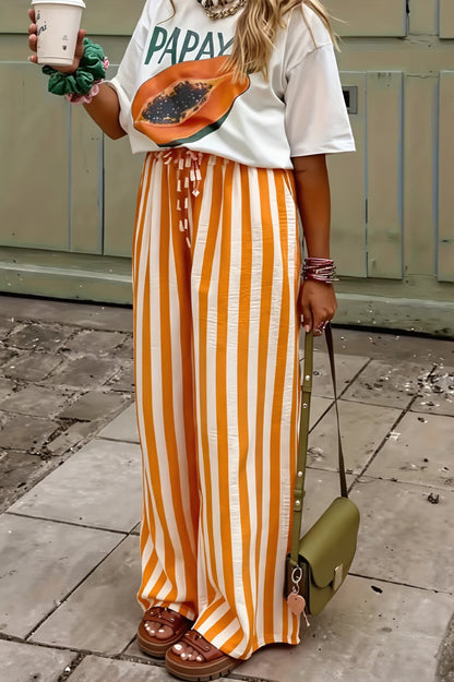 Colorblock Striped Straight Leg Pants