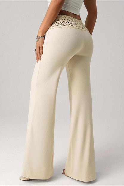 Lace Tie Low Waist Flare Pants