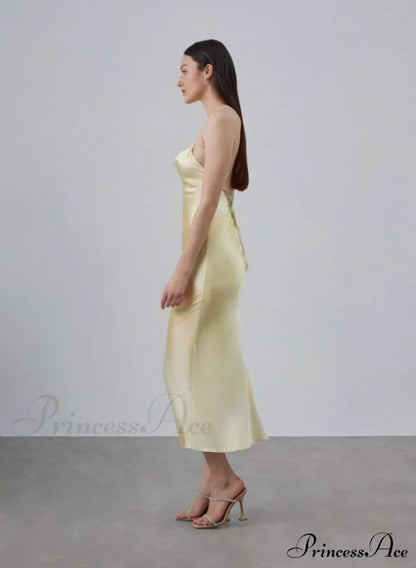 90s Forever Cowl Neck Graceful Maxi Silk Slip Dress