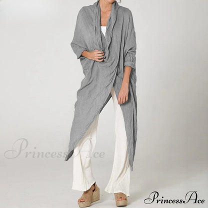 Solid Asymmetrical Cowl Neck Blouse