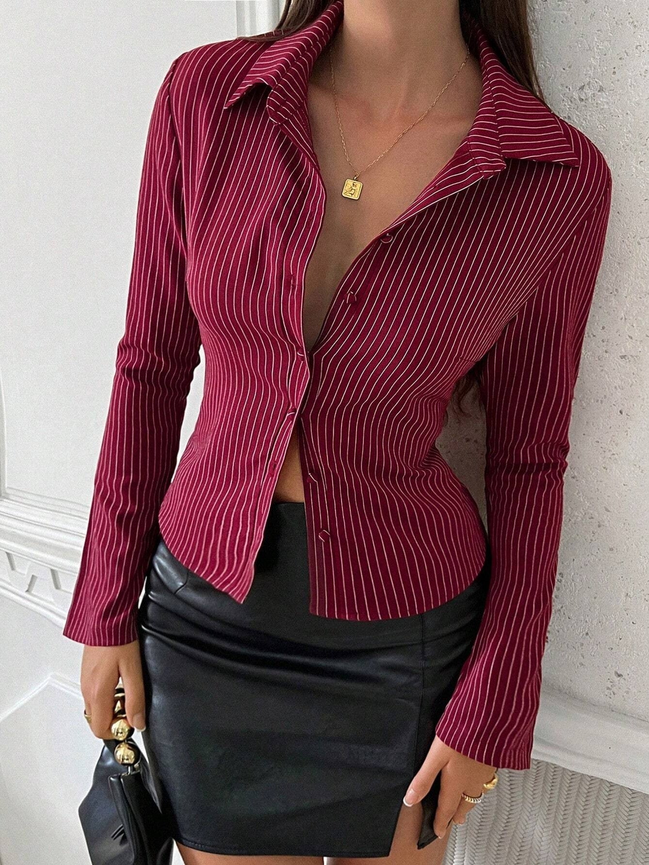 Long sleeve Stripes Slim fit Shirts