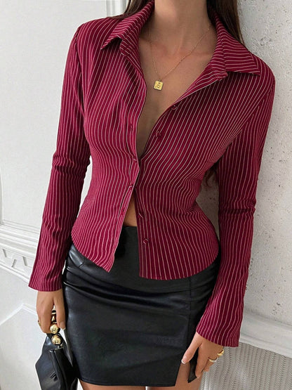Long sleeve Stripes Slim fit Shirts
