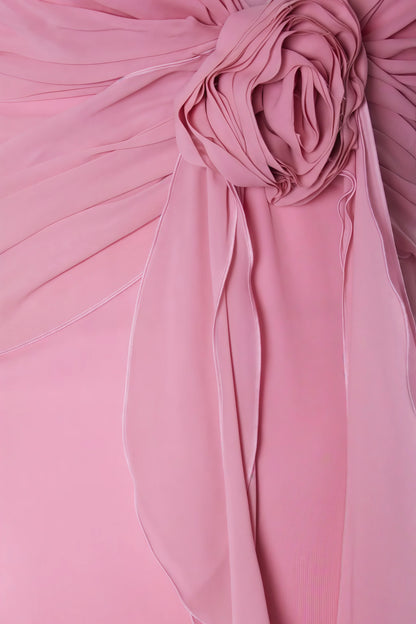 Xinia Pink 3D Flower Backless Maxi Dress
