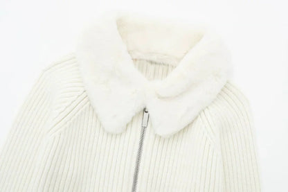 Astrid Faux Fur Crop Knitted Jacket