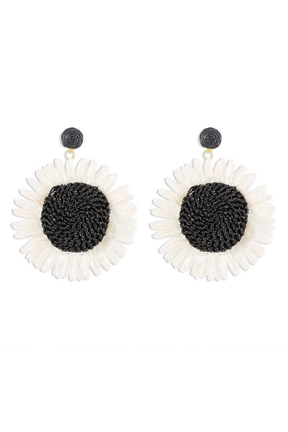 Bohemian Raffia Braided Floral Earrings