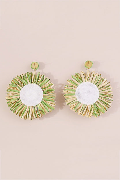 Bohemian Raffia Braided Floral Earrings