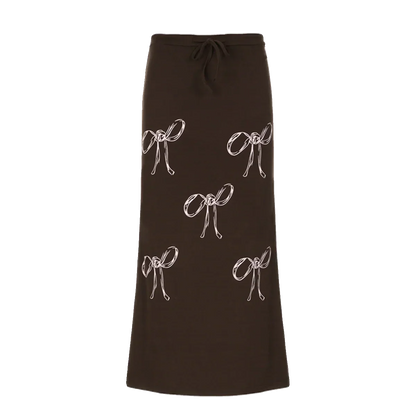 Bow Print Maxi Skirt