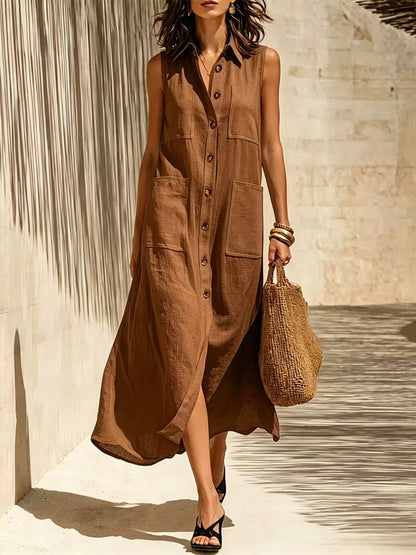 Solid Color Color-blocked Patchwork Versatile Dress