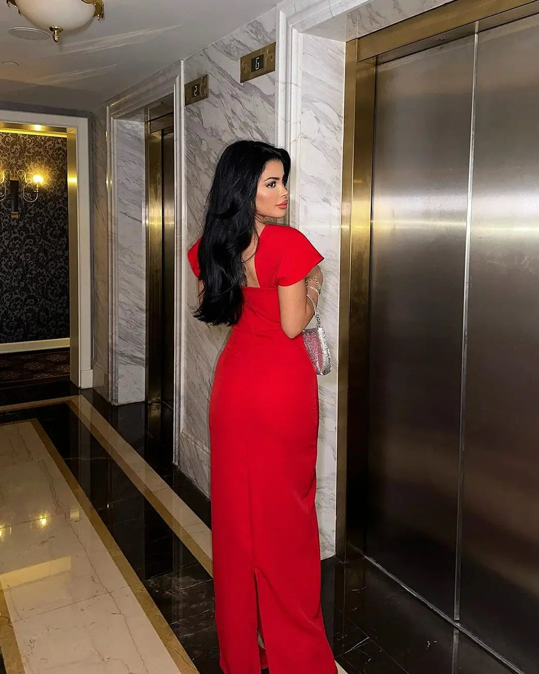 Rhinestone Neck Hanging Party Dress
