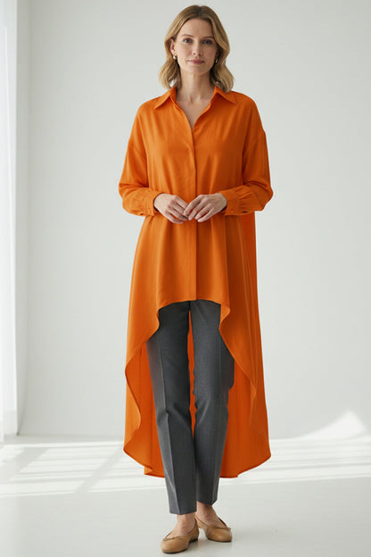 High Low Single-breasted Blouse
